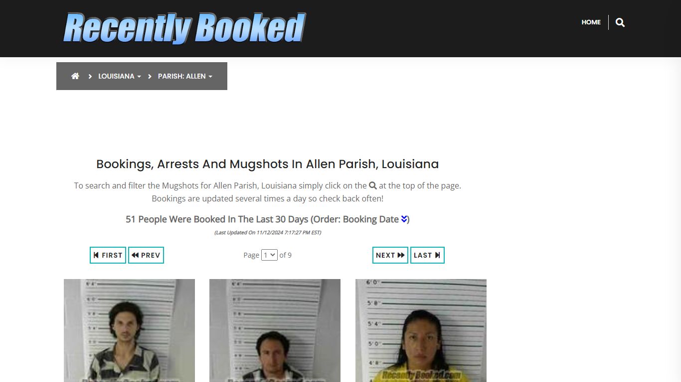 Bookings, Arrests and Mugshots in Allen Parish, Louisiana - Recently Booked