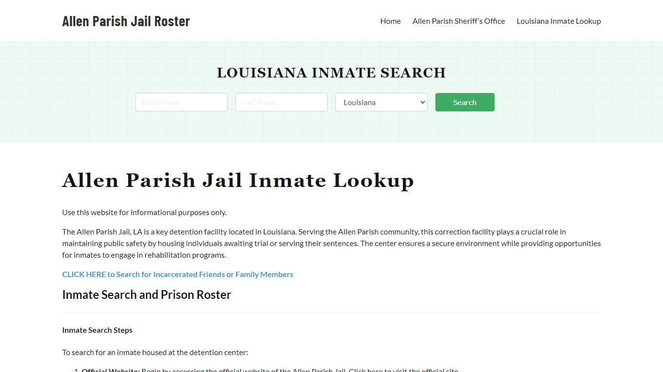 Allen Parish Jail Roster Lookup, LA, Inmate Search