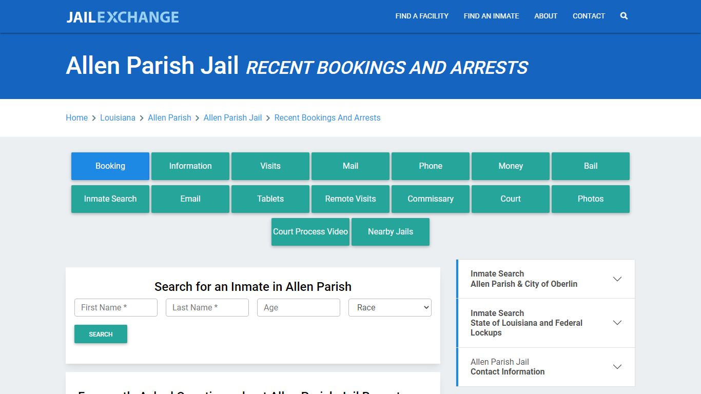 Allen Parish Jail Recent Bookings And Arrests - Jail Exchange